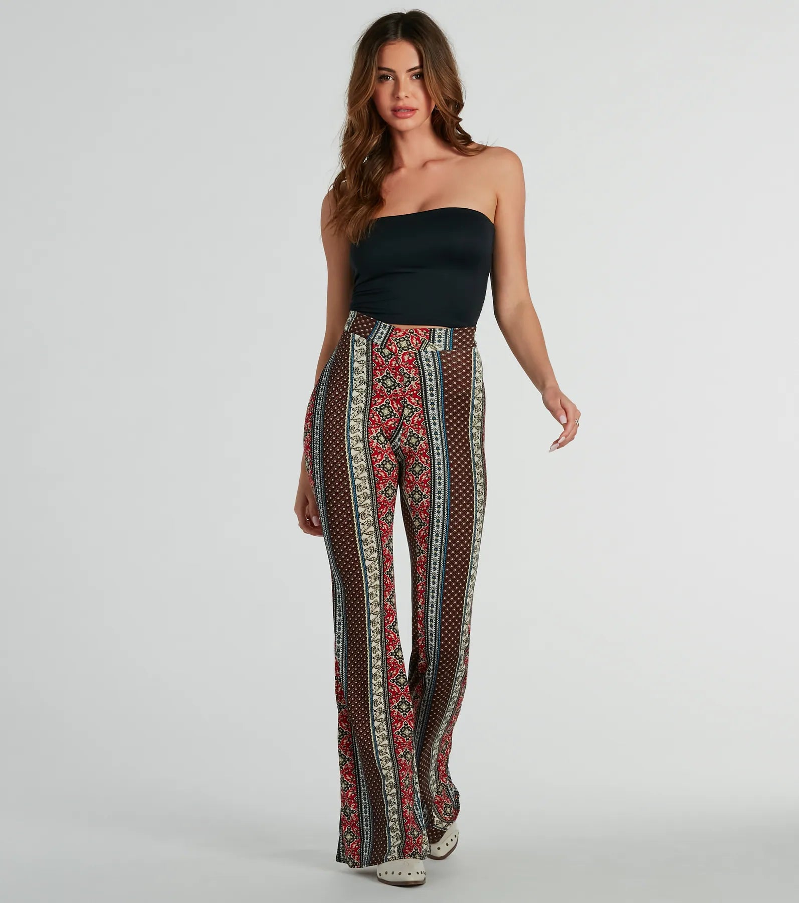 Soft Textures Desert Wanderer Wrap Waist Boho Flare Pants