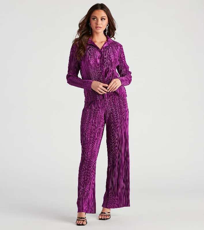 French Style Dinner Date Satin Wide Leg Pants
