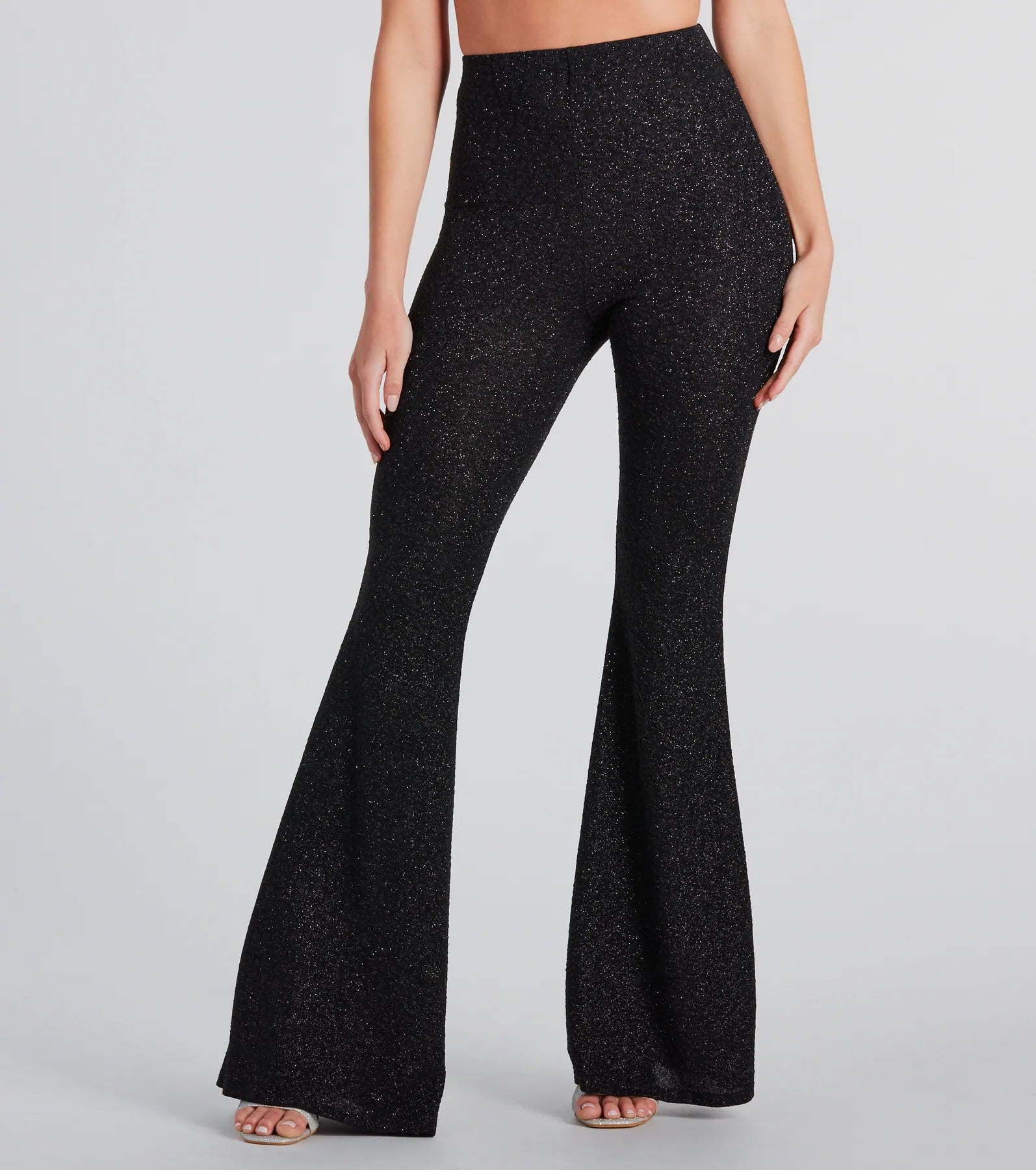 Designer Style Dose Of Glitter High-Rise Flare Pants