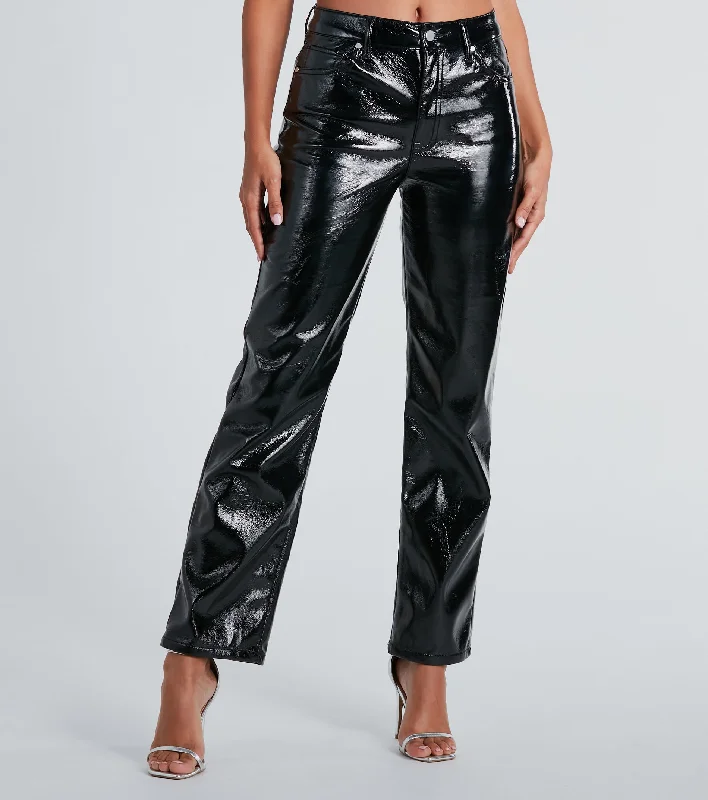 Exclusive Customization Effortless Edge Faux Leather Straight-Leg Pants