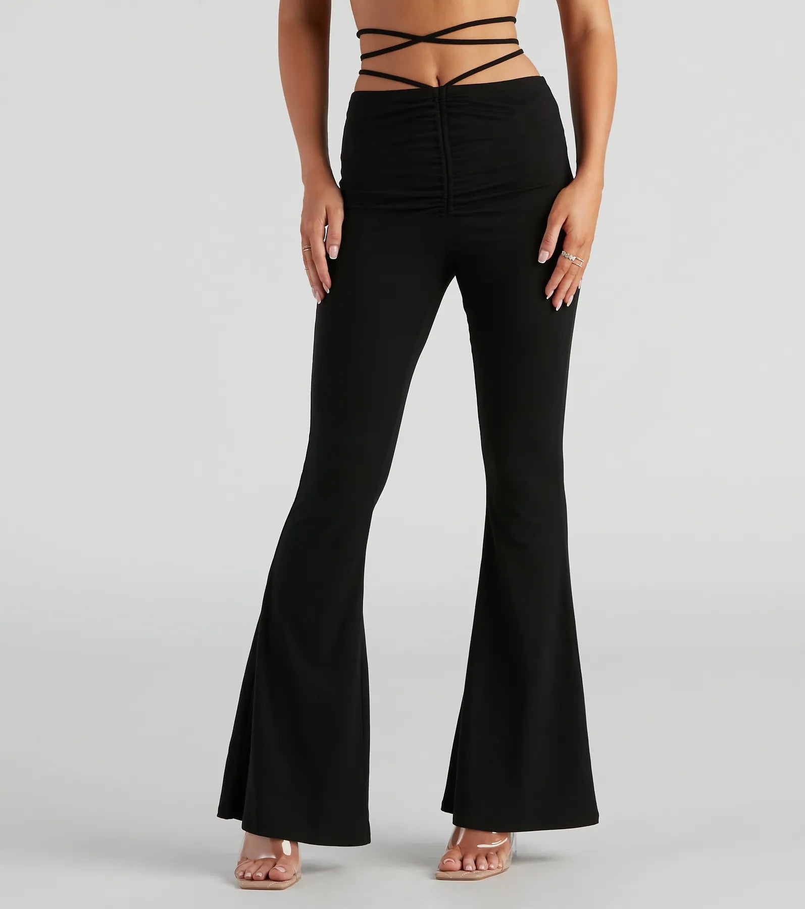 Unique Prints Elevated Casual Strappy Flare Pants