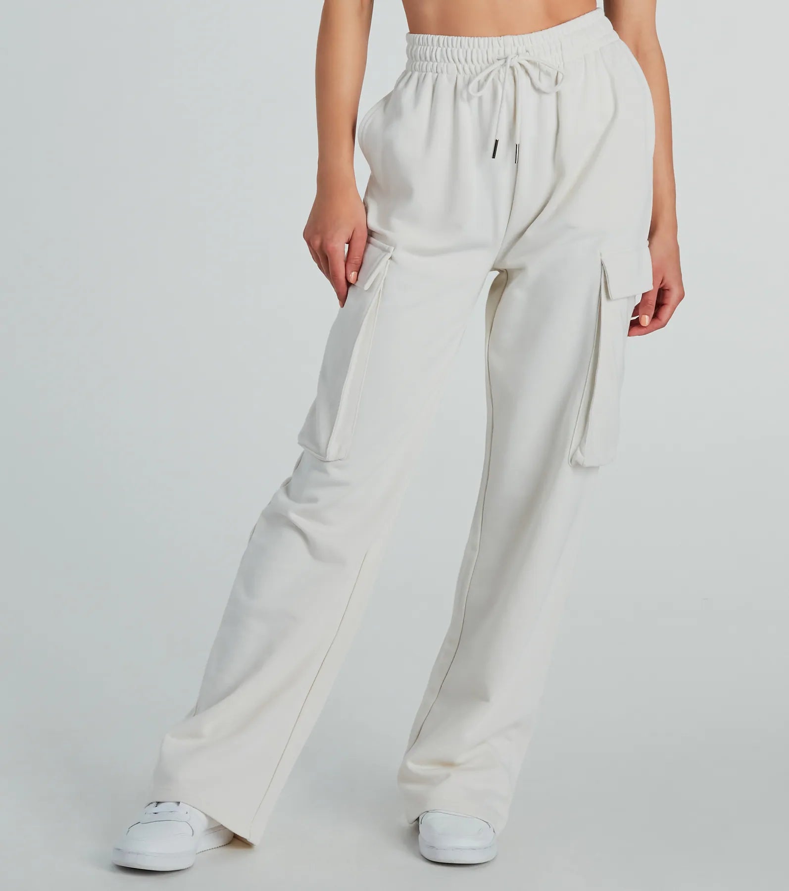 Soft Relaxation Wear Elevated Cool Wide-Leg Cargo Sweatpants