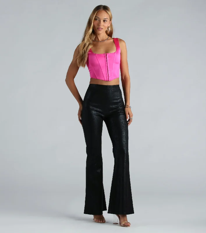 Street Charm Enticing Edge Snake Print Flare Pants