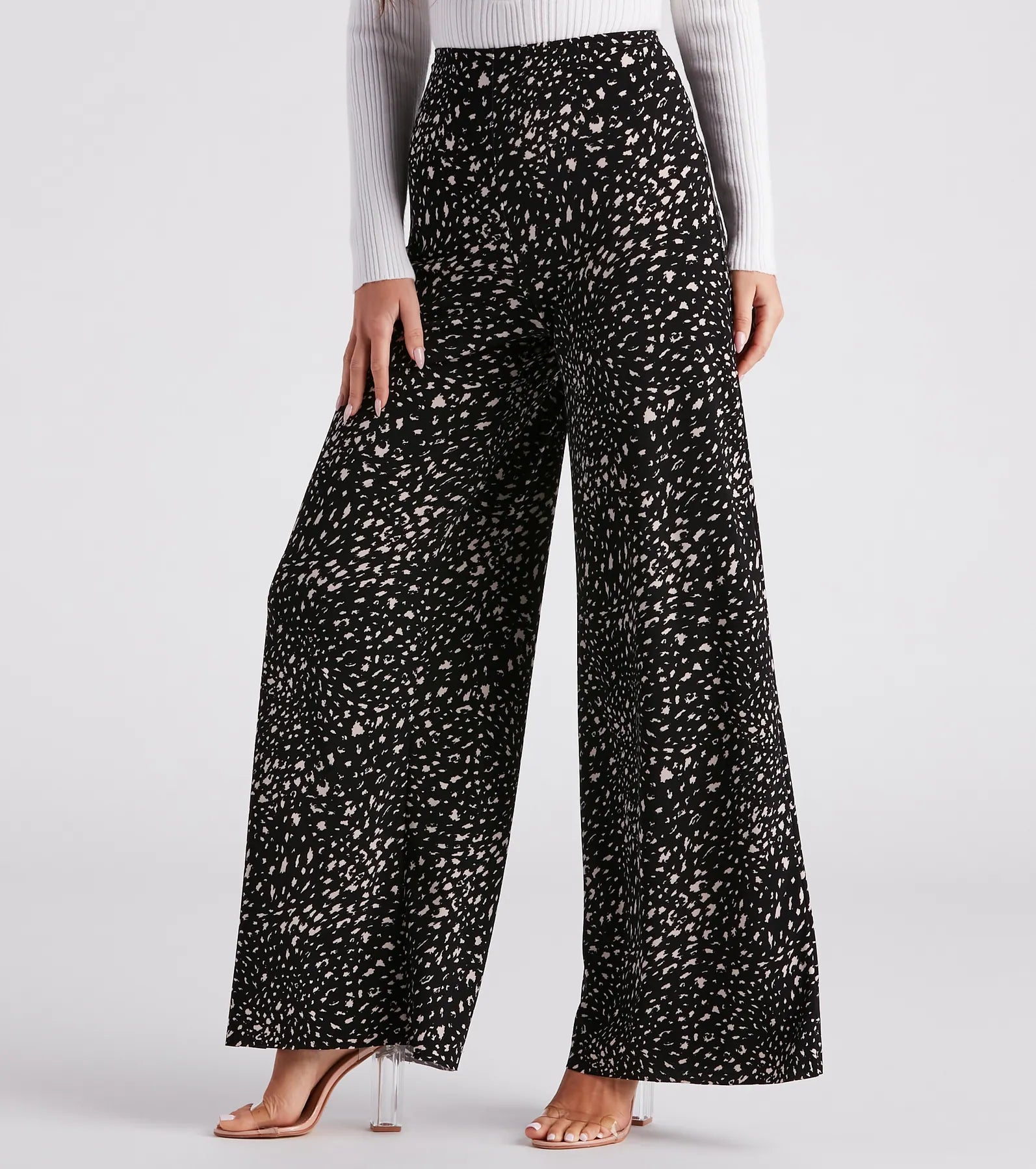 French Retro Fabulous Flair Leopard Print Wide-Leg Pants