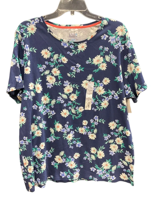 Summer Comfort Floral Print Top Short Sleeve Basic Croft And Barrow, Size 1x