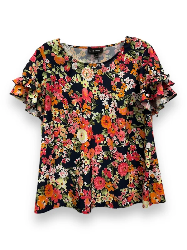 Comfortable Fashion Looks Floral Print Top Short Sleeve Lane Bryant, Size 2x