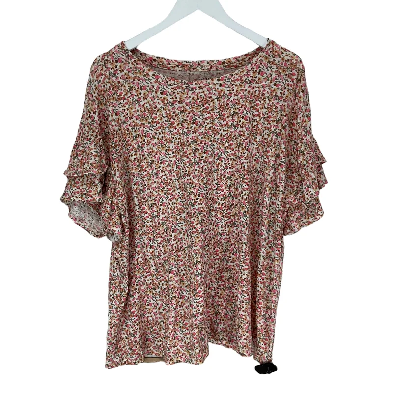 Soft Textures Floral Print Top Short Sleeve Lane Bryant, Size 2x
