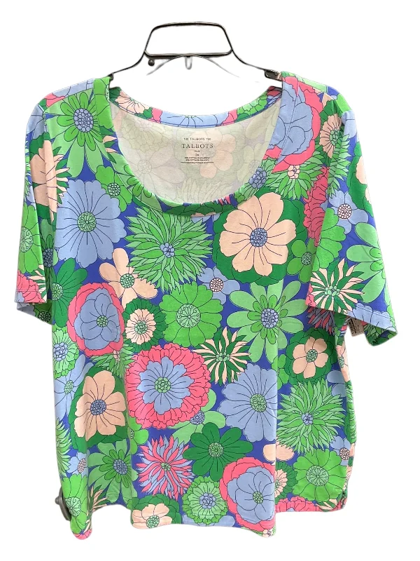 Urban Comfort Floral Print Top Short Sleeve Talbots, Size 2x