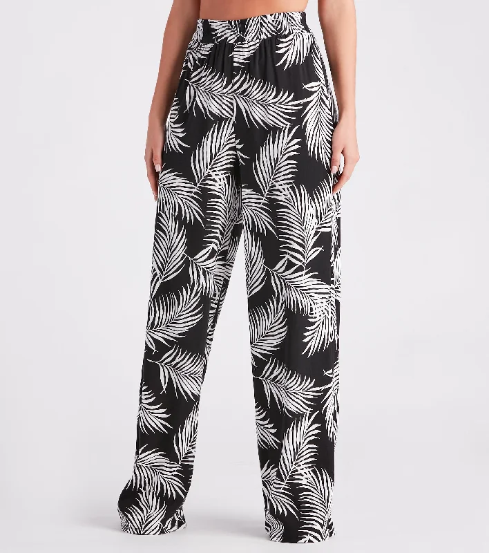 Luxury Customization Getaway Dreams Linen Tropical Wide Leg Pants