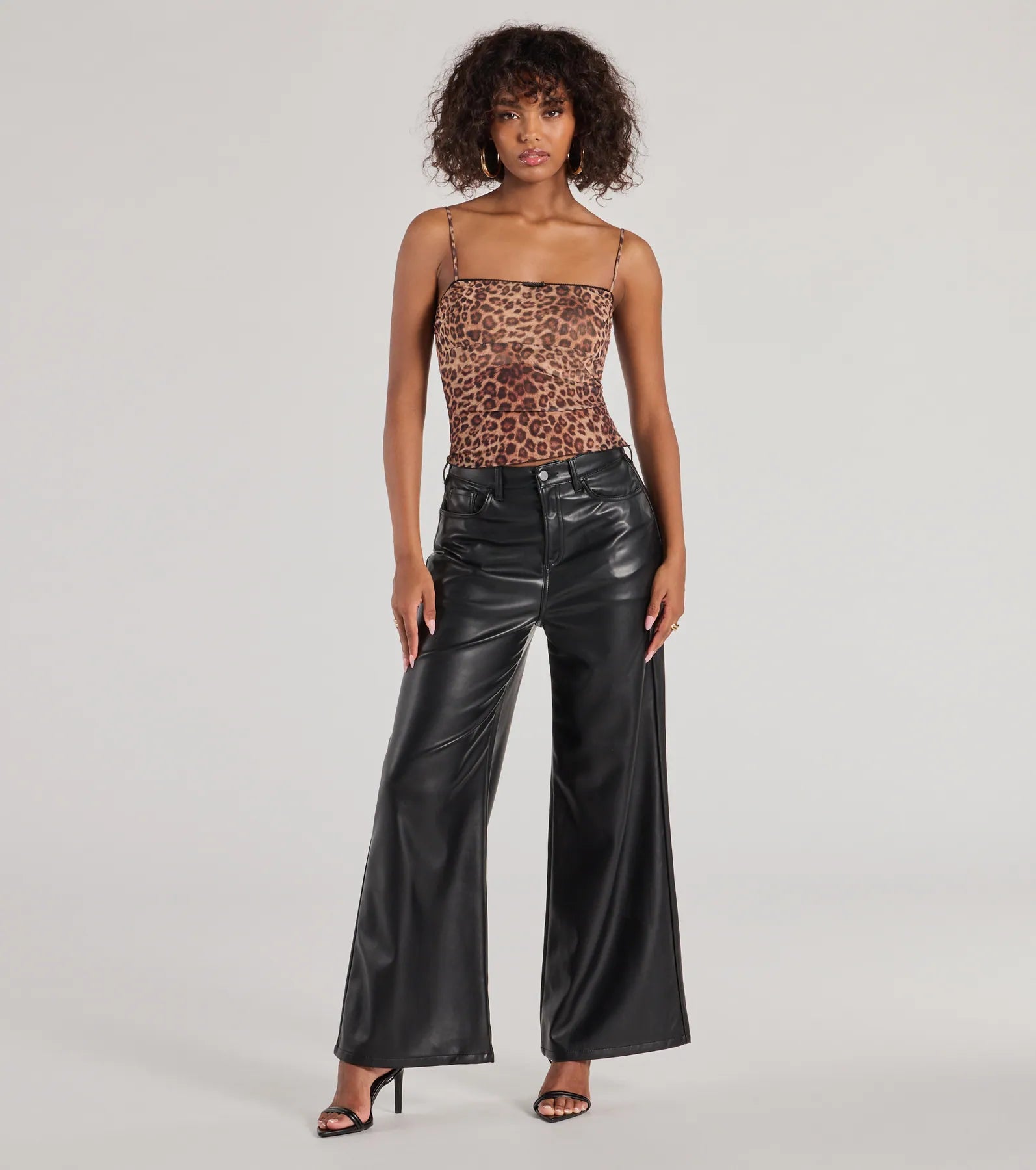British Style Glam In Motion Faux Leather Wide-Leg Pants