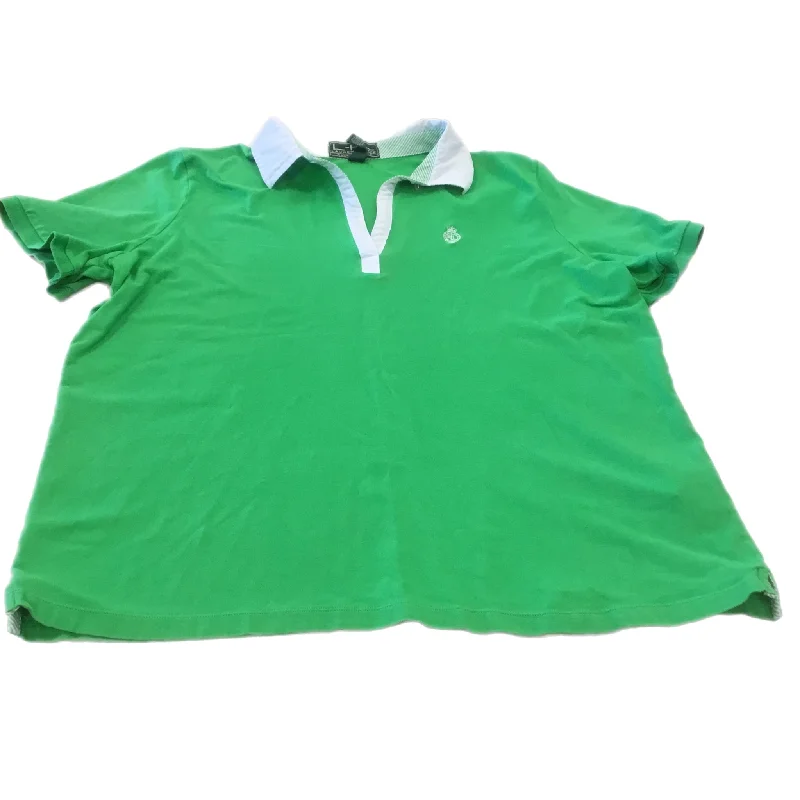Soft And Comfortable Green Top Short Sleeve Lauren By Ralph Lauren, Size 1x