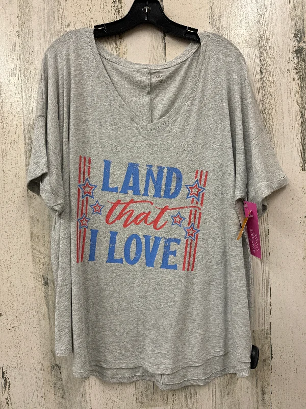 Comfortable Fashion Grey Top Short Sleeve Basic Cmf, Size 2x