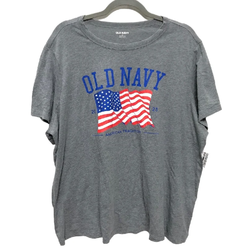 Personalized Wear Grey Top Short Sleeve Basic Old Navy, Size 2x