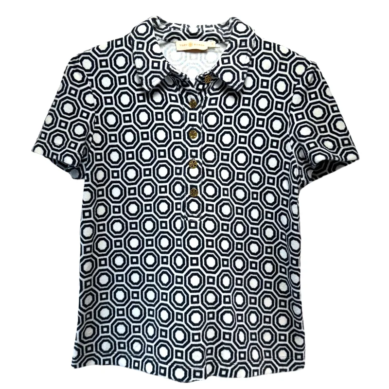 Soft Layers Heavy French Terry Polo Shirt Designer By Tory Burch In Geometric Pattern, Size: S