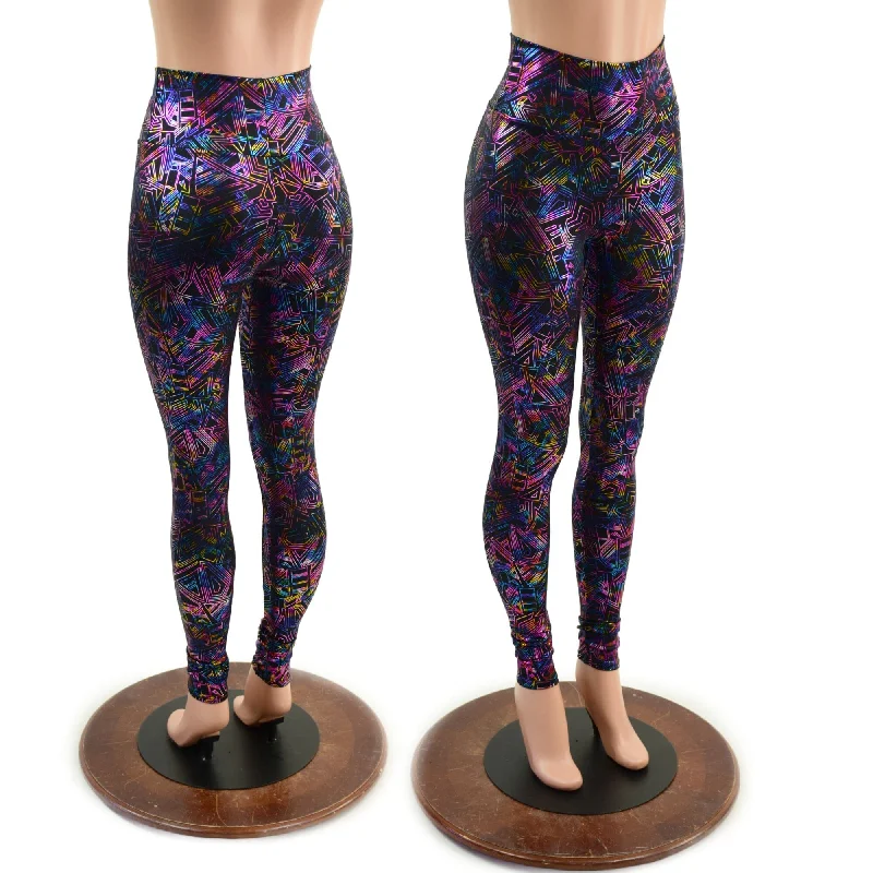 High-end Fabrics High Waist Leggings in Cyberspace OVERSTOCK Ready To Ship