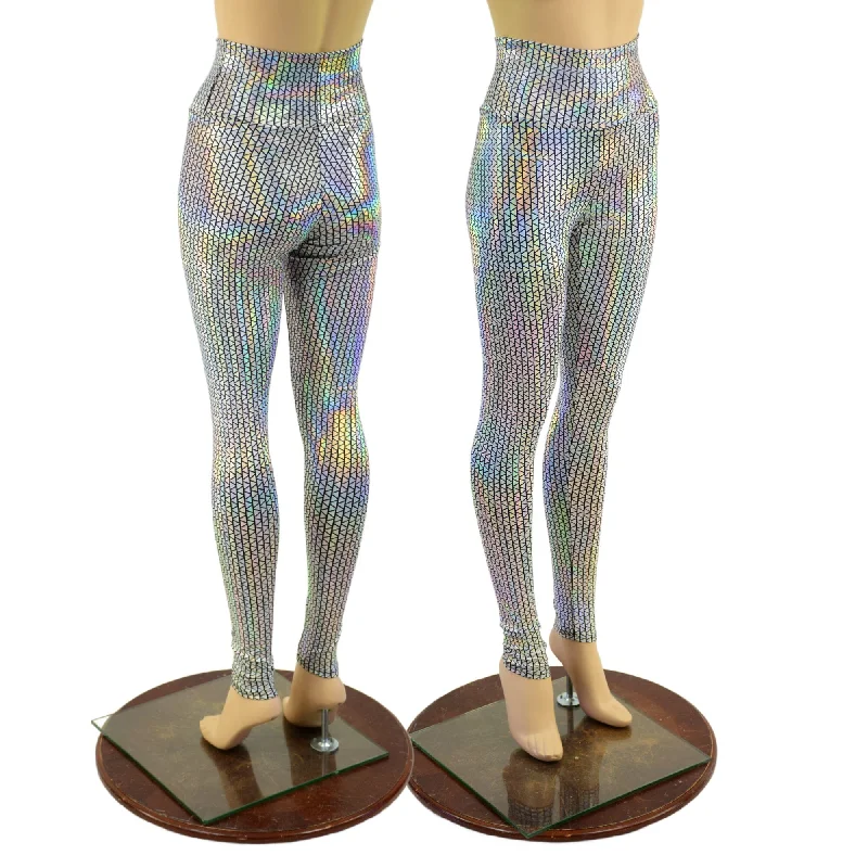 Noble And Elegant High Waist Leggings in Prism Holographic OVERSTOCK Ready To Ship