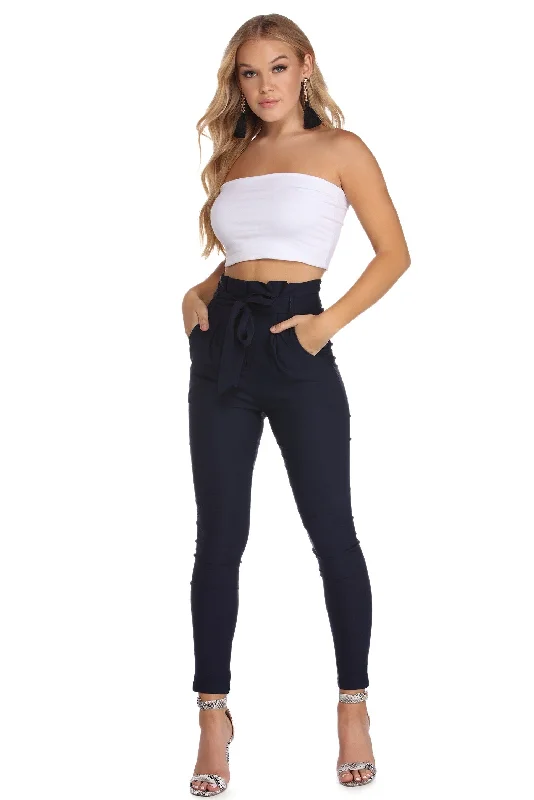 Sexy Fun High Waist Paperbag Skinny Dress Pants