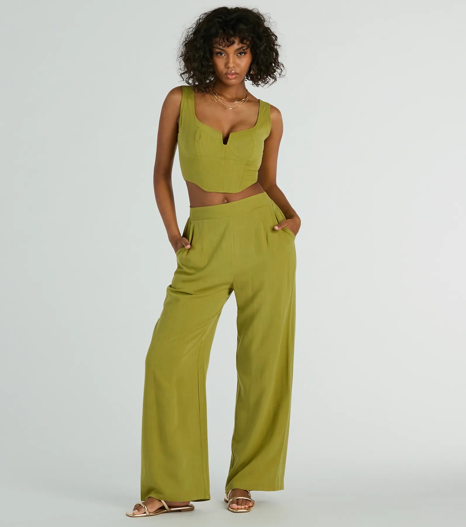 Casual Chic Outfits Keep It Light High Rise Linen Palazzo Pants