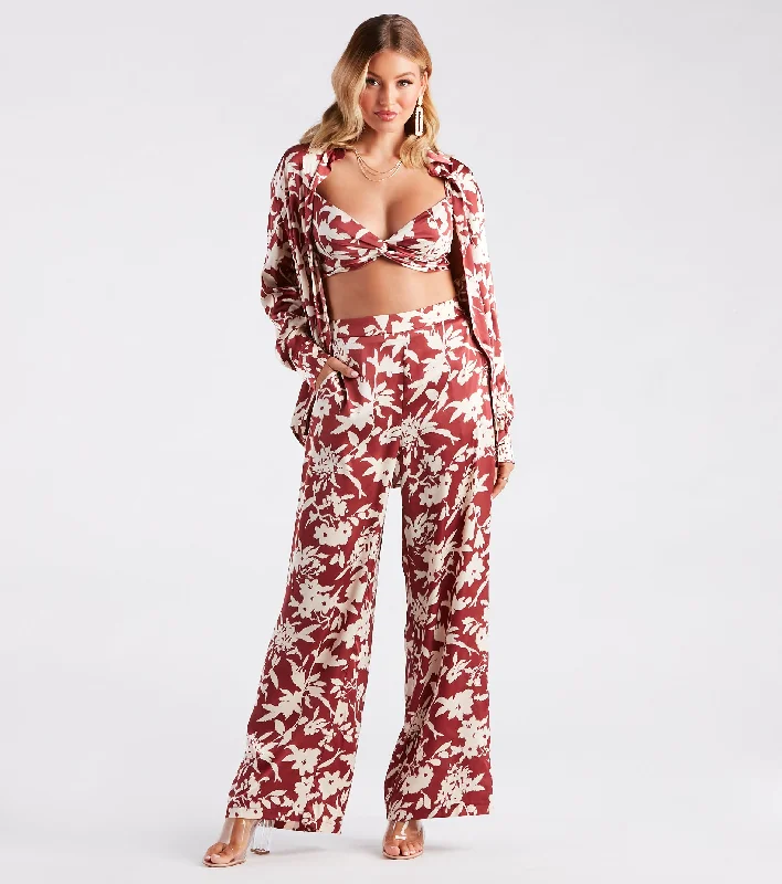 Ultra-lightweight Major Muse Floral Satin Pants
