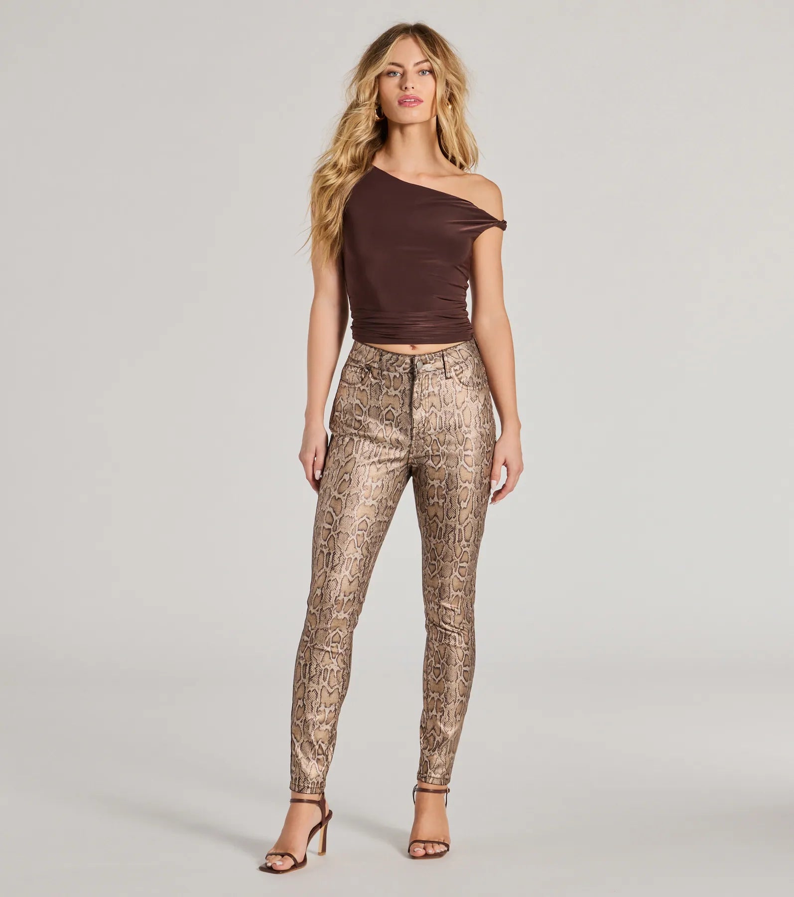 Fashionable Items Major Trend Snake Print Faux Leather Skinny Pants