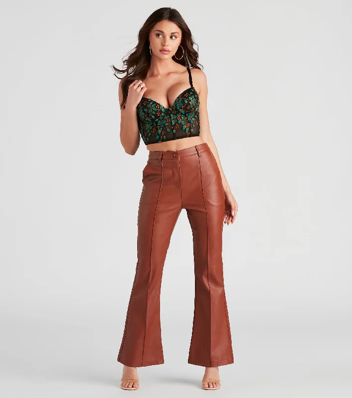 Personalized Series Modern Sixties Babe PU Flare Pants