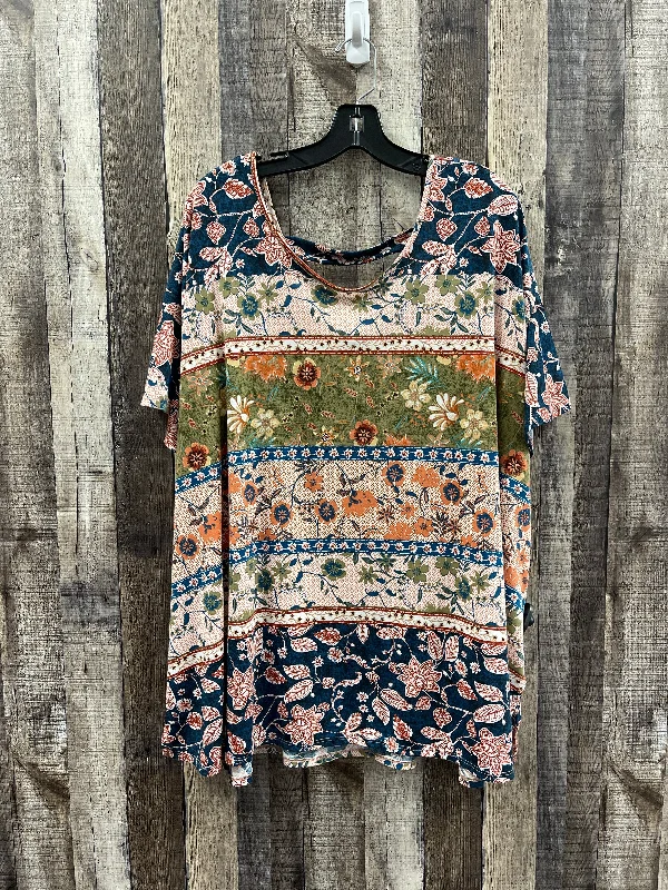 Youthful Street Fashion Multi-colored Top Short Sleeve Avenue, Size 4x