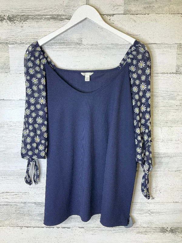 Fashion Comfort Navy Top Short Sleeve Cato, Size 2x