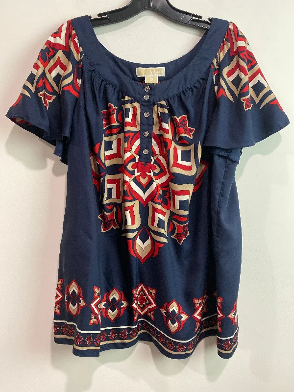 Warm Wear Navy Top Short Sleeve Michael By Michael Kors, Size 1x