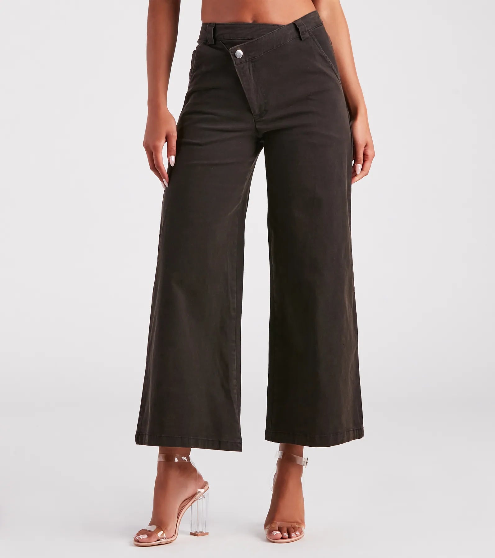 Summer Comfort On A Curve Asymmetrical Waist Wide-Leg Pants