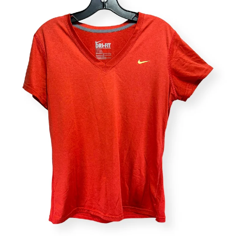 Youthful Street Fashion Orange Athletic Top Short Sleeve Nike Apparel, Size L