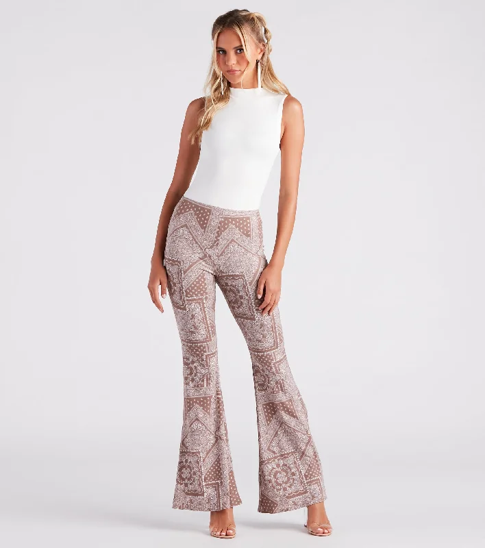 Effortless Comfort Paisley Princess Boho Flare Pants