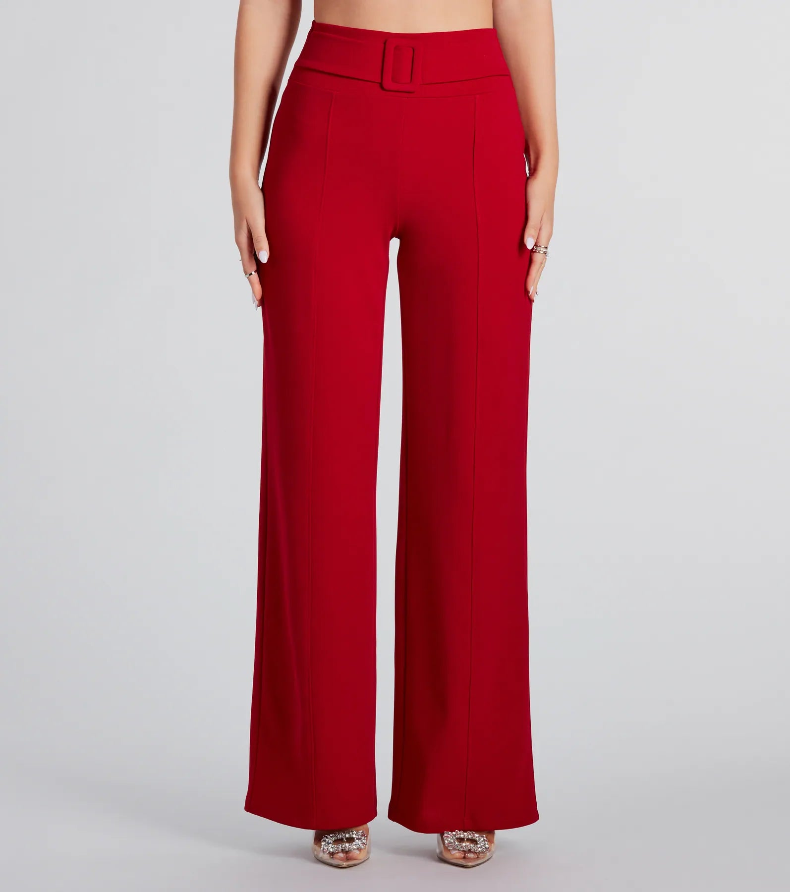 Exquisite Tailoring Perfect Look Belt-Detail Trouser Pants