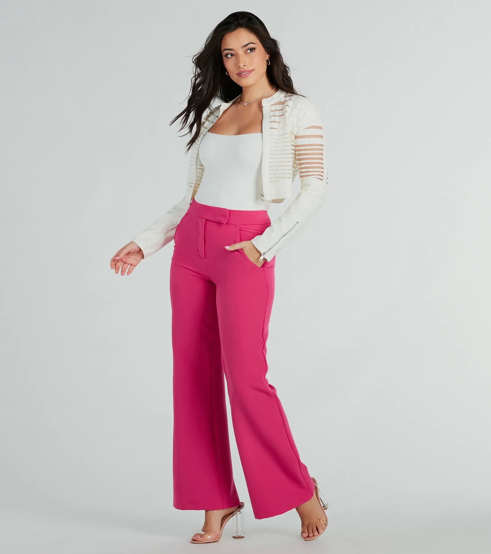Simple Style Perfectly Chic High Waist Straight-Leg Trouser Pants