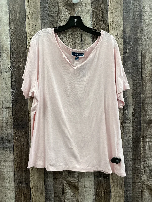 Elegant Outline Pink Top Short Sleeve Karen Scott, Size 2x