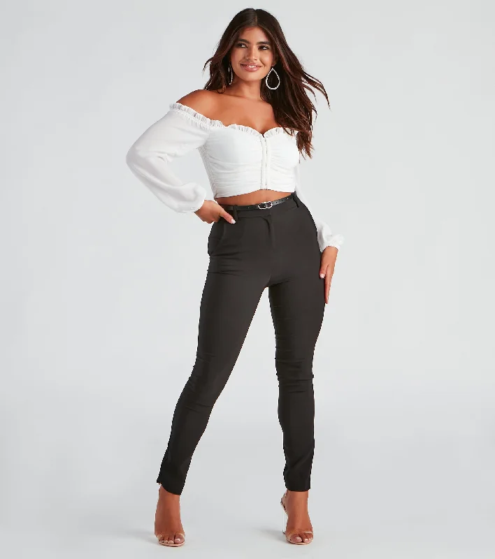 Relaxed Fit Polished And Chic Belted Pants
