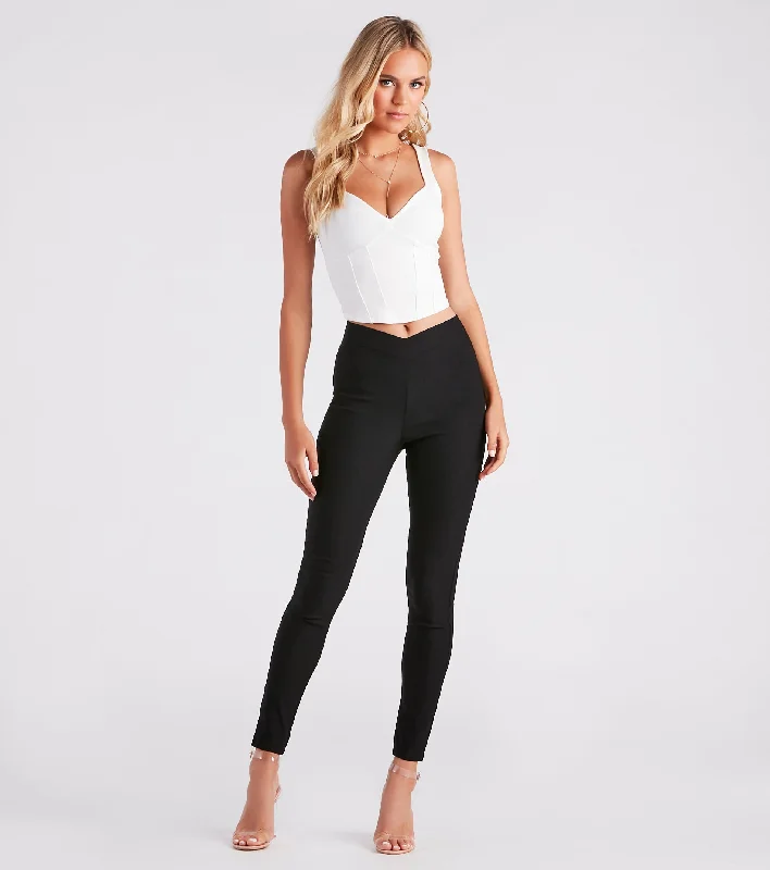 Basic Comfort Posh Moment Cross Waist Skinny Pants