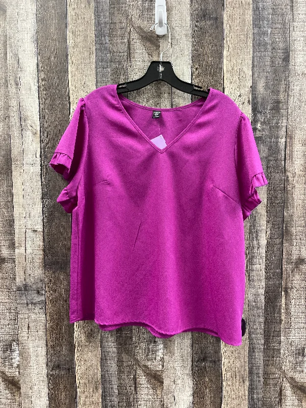 High Street Style Purple Top Short Sleeve Shein, Size 1x