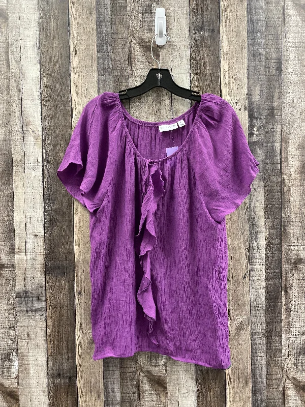 Slim Fit Purple Top Short Sleeve St Johns Bay, Size 1x