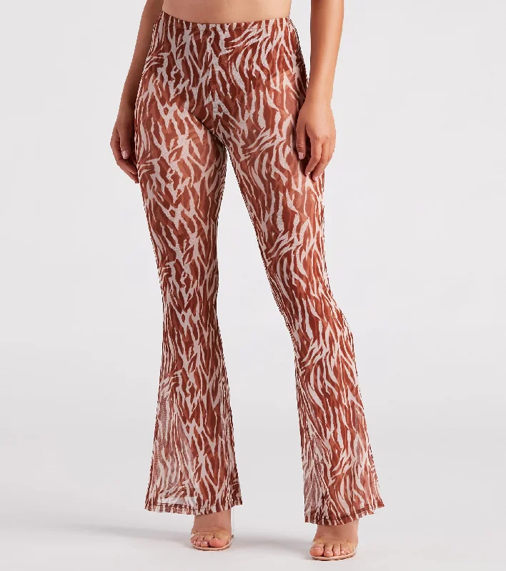Urban Comfort Quick Instinct Zebra Print Mesh Flare Pants