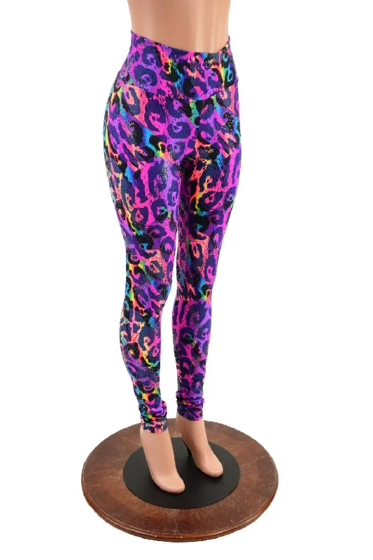 Multifunctional Style Rainbow Leopard High Waist Leggings