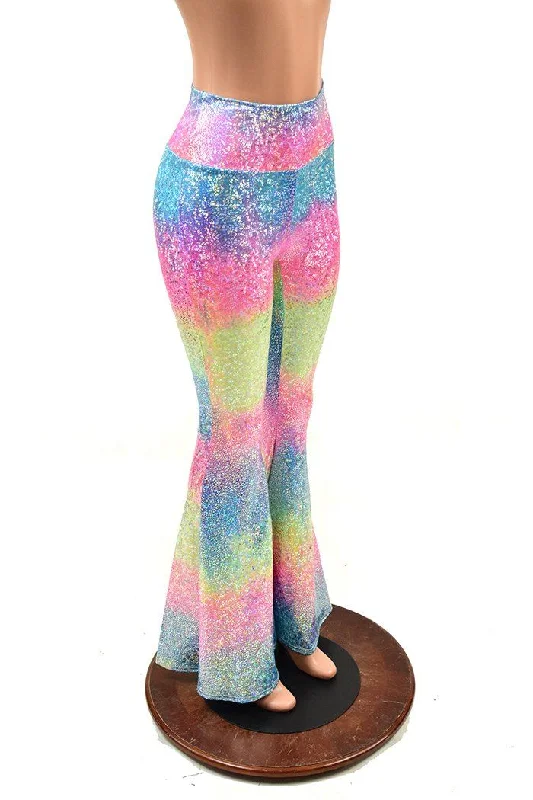 Fashion Expert Rainbow Shattered Glass High Waist Solar Flares