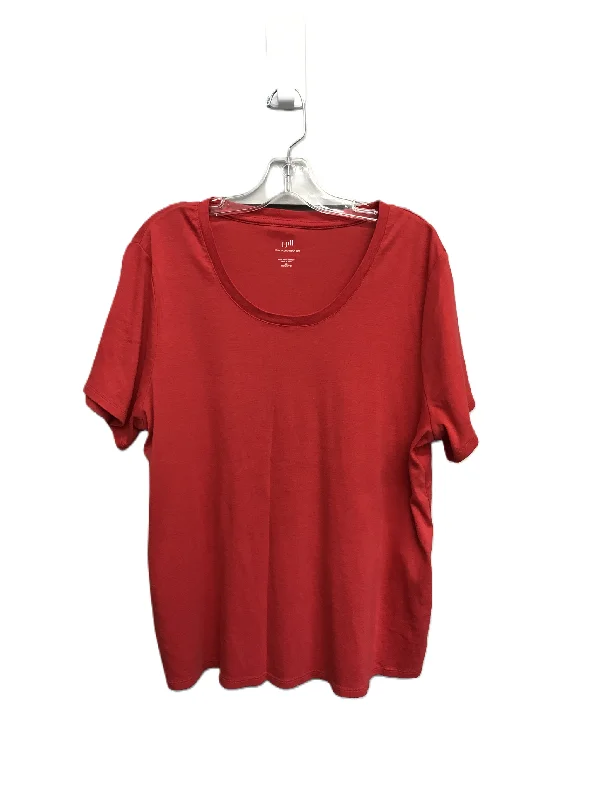 Denim Design Red Top Short Sleeve Basic By J. Jill, Size: 2x