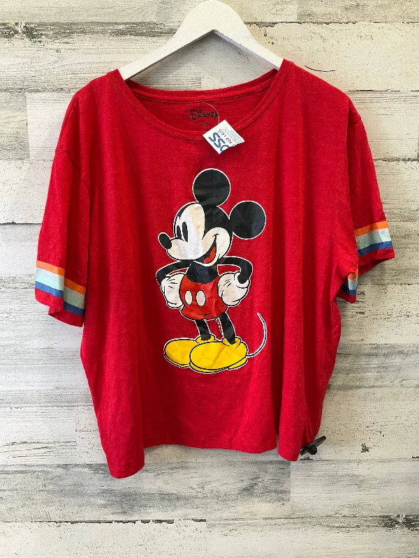 High-end Fashion Red Top Short Sleeve Disney Store, Size 2x