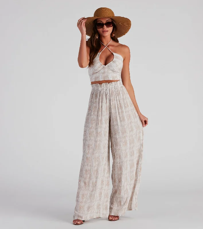 Comfy Chic Wear Sangria Please Striped Wide Leg Pants