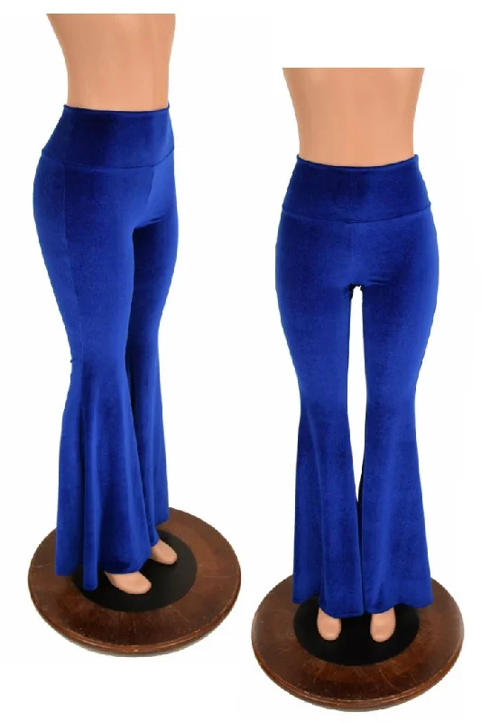 Casual Comfort Wear Sapphire Velvet High Waist Solar Flares