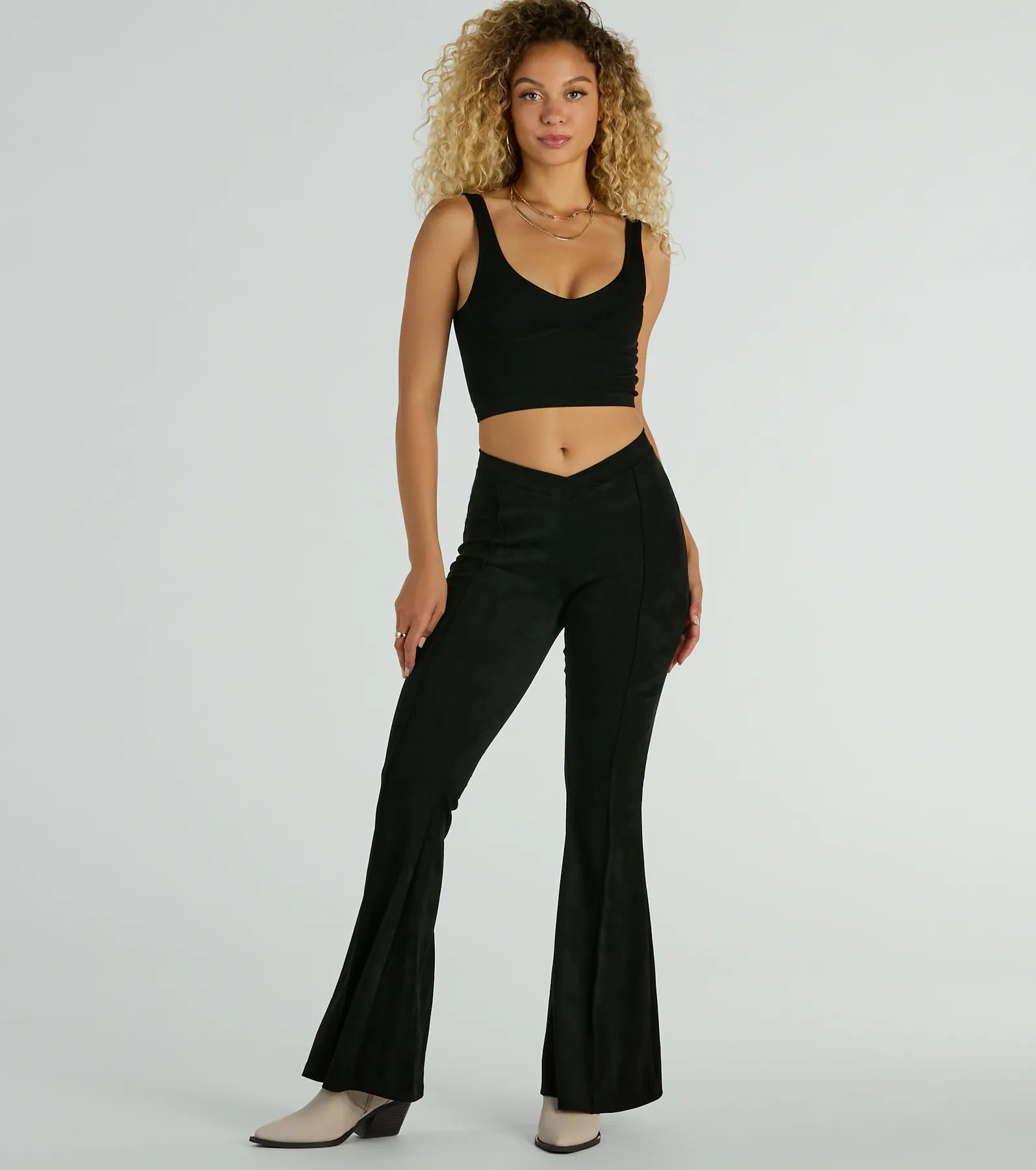 Free Design Season Of Compliments Faux Suede Flare Pants