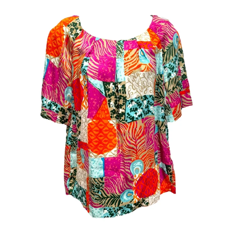 French Retro Silk Top Short Sleeve Designer By Lilly Pulitzer In Multi-colored, Size: 6