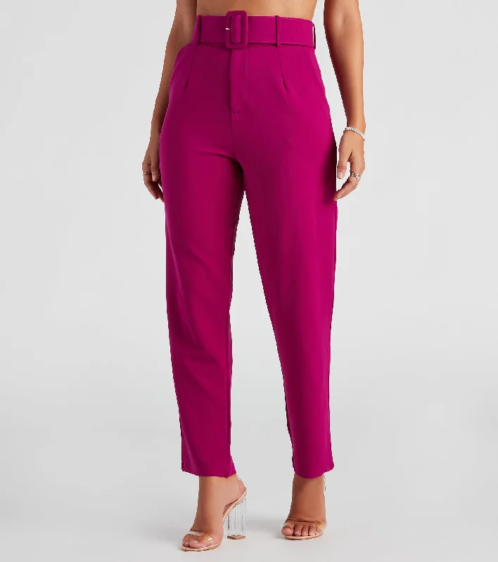 Luxe Comfort Sixties Style Belted Crepe Pants