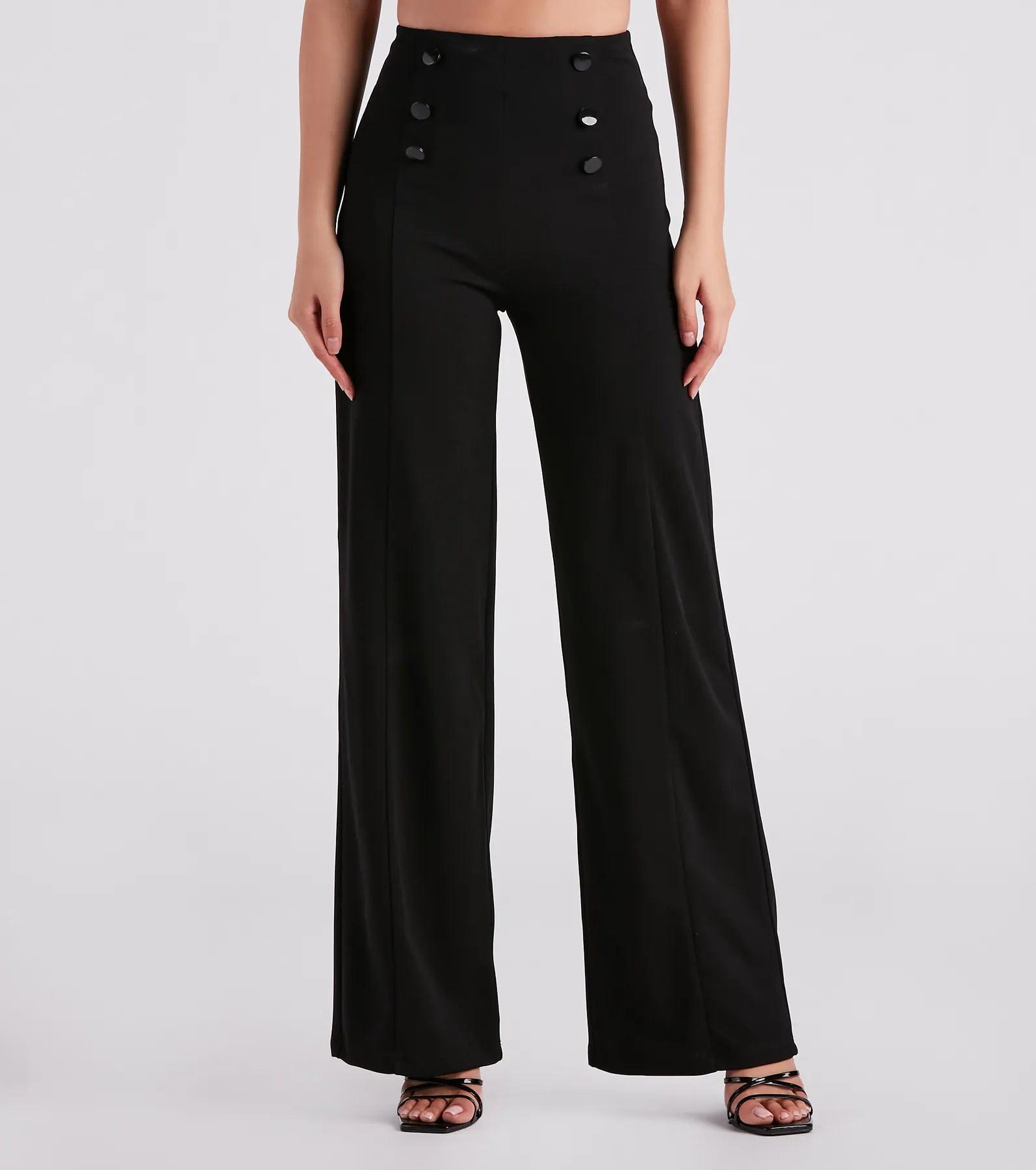 Cozy Essentials Wear Sleek In Crepe Button Wide-Leg Pants