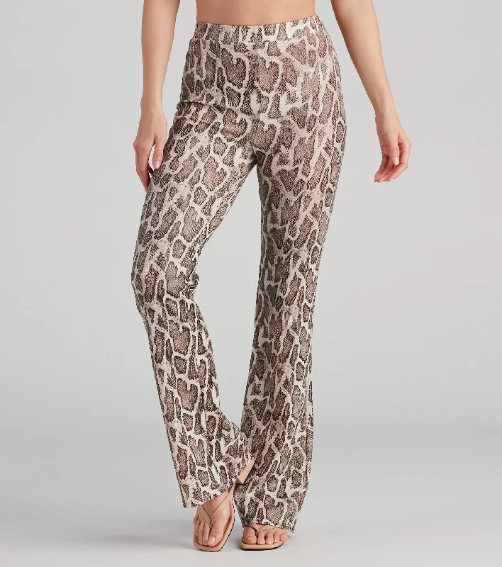 Comfortable And Simple So Sassy Snake Print Wide-Leg Pants